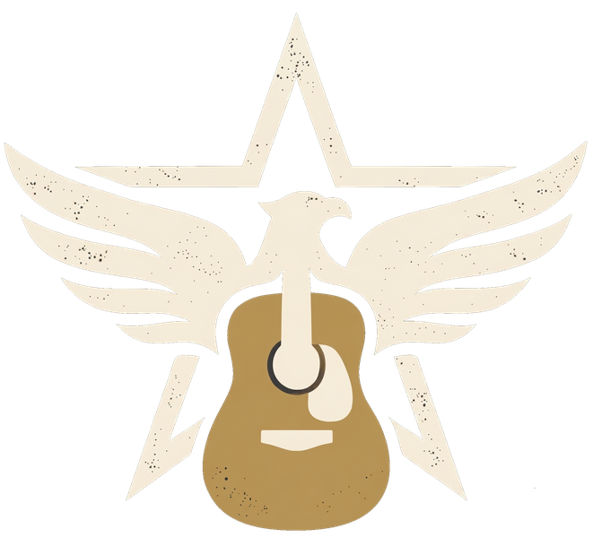 Sounds of Service — an eagle with spread wings over an acoustic guitar, crowned by a star